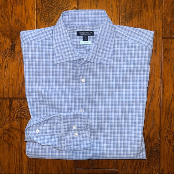 Peter Millar Crown Crafted Flex Finish Chambray Check Shirt - Picture 5 of 7